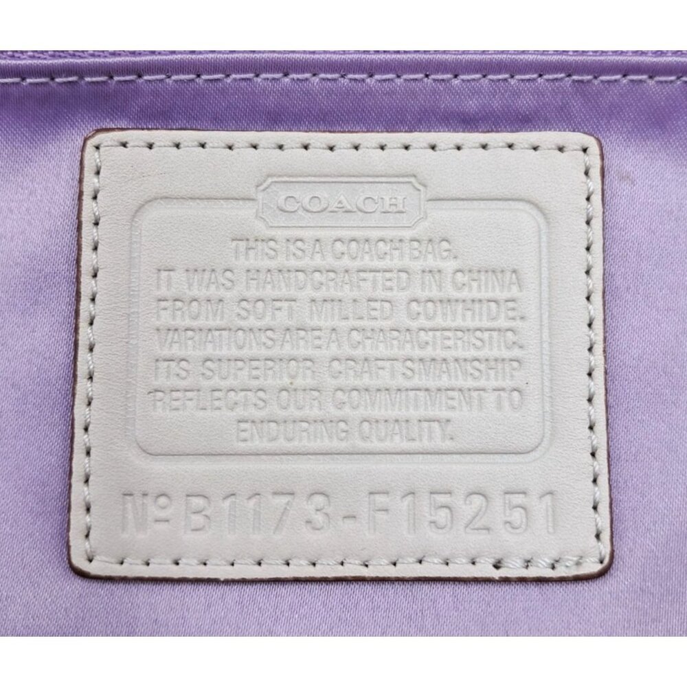 Coach Carly Bag F15251 Metallic Pearl Cream Purse Lavender Interior - Picture 2 of 16